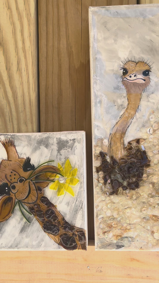 Zoo Animals: Giraffe and Ostrich
